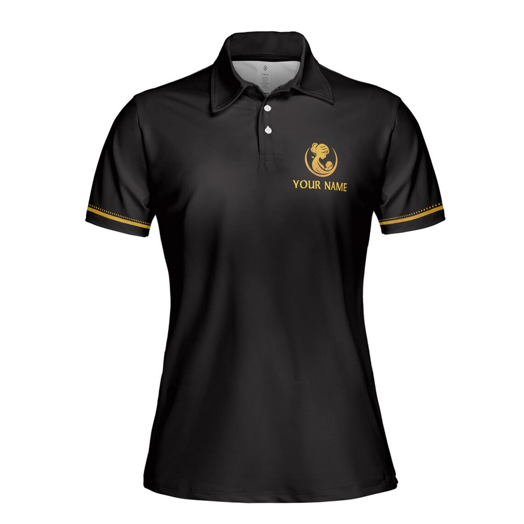 Personalized Super Mom Floral Polo Shirt: Custom Name Women's Fit