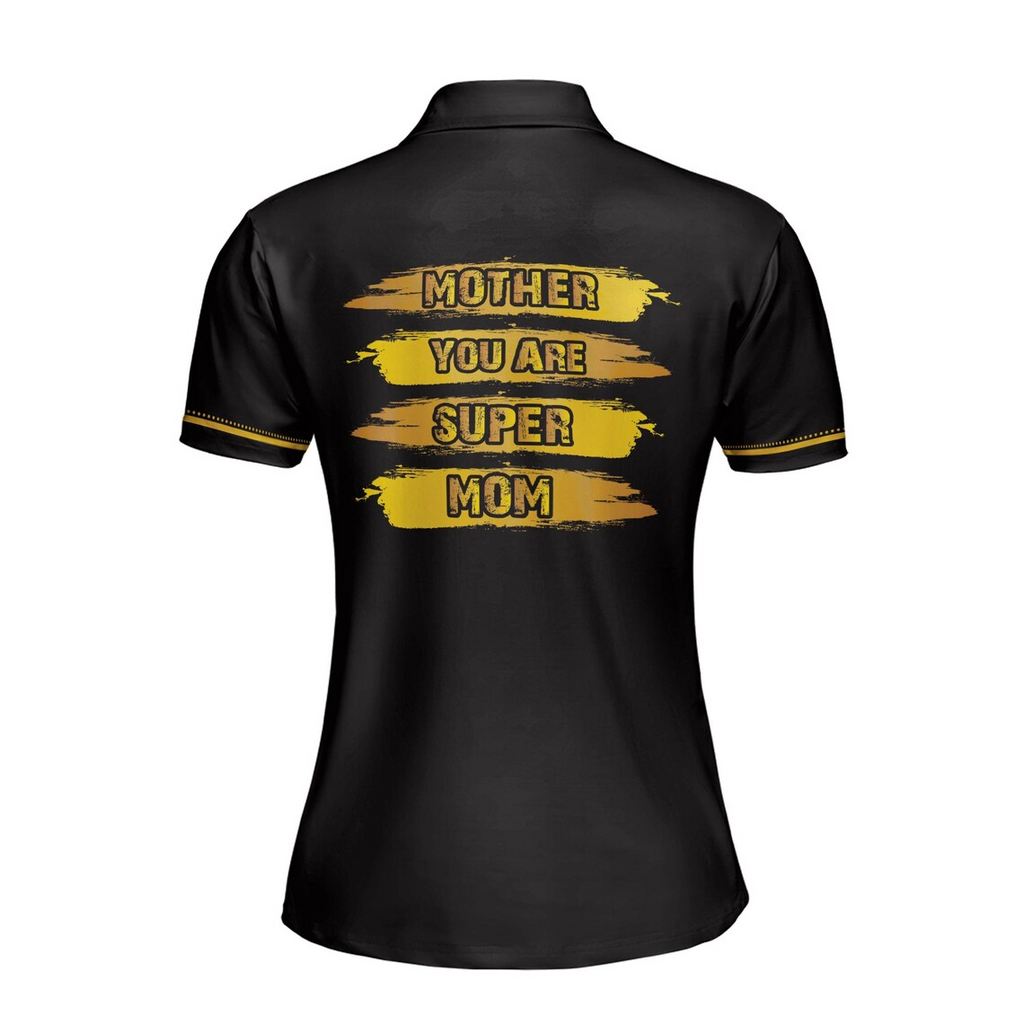 Personalized Super Mom Floral Polo Shirt: Custom Name Women's Fit
