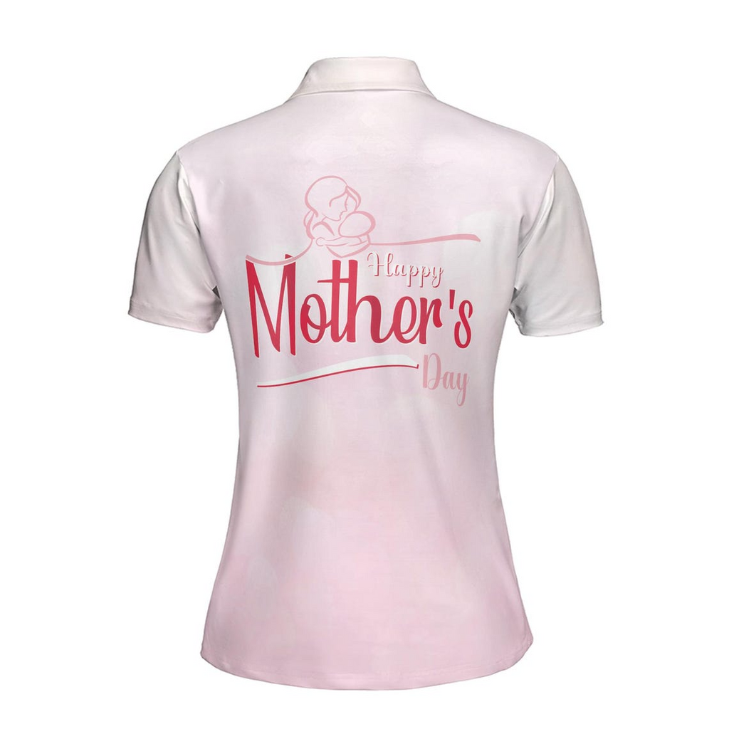 Customize Name Mom And Baby Maternal Love White Pink Women's Polo Shirt (S-5XL)