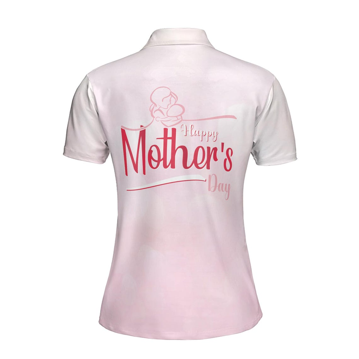 Customize Name Mom And Baby Maternal Love White Pink Women's Polo Shirt (S-5XL)