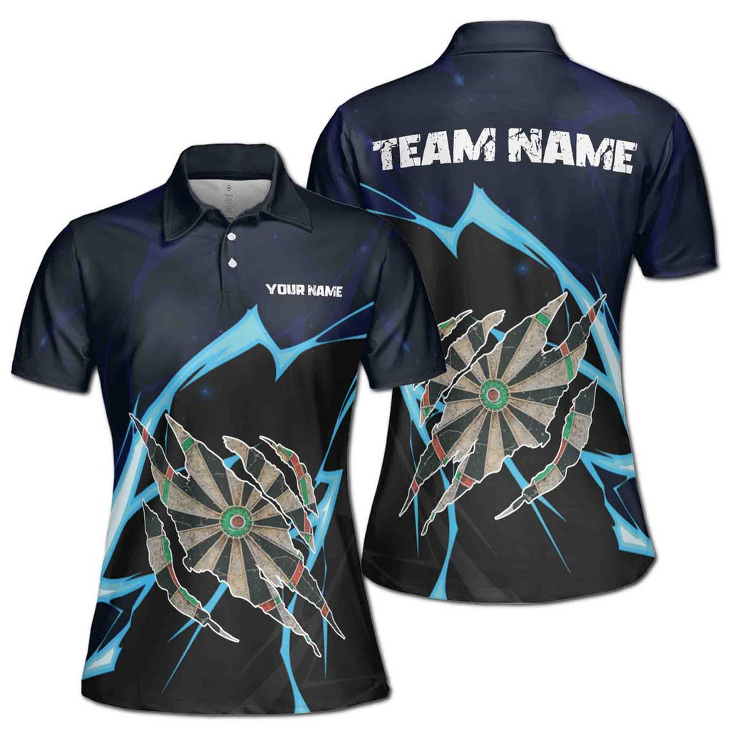 Customize Team Name Darts Lightning And Thunder Dark Navy 3D Polo Shirt (S-5XL)