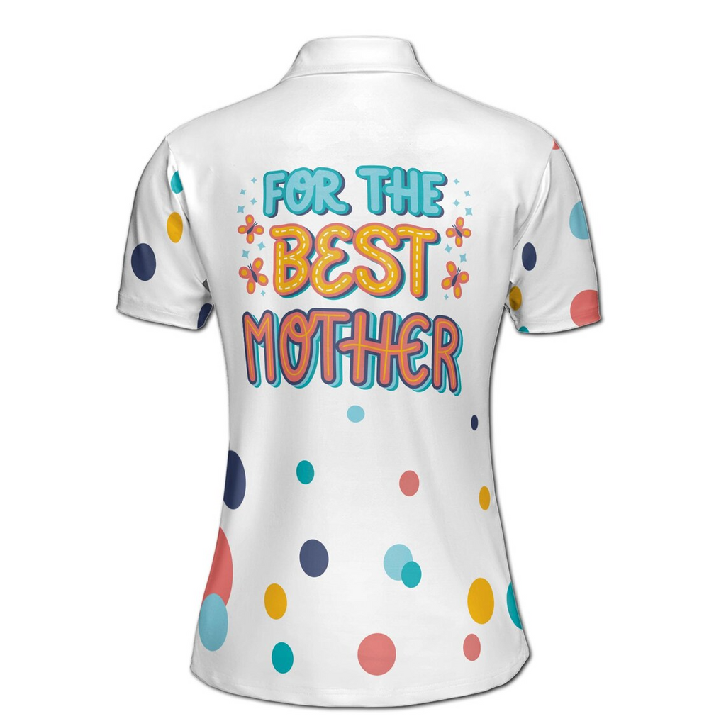 Custom Mother Polo Shirt: Butterfly Dots, Personalized Gift (S-5XL)