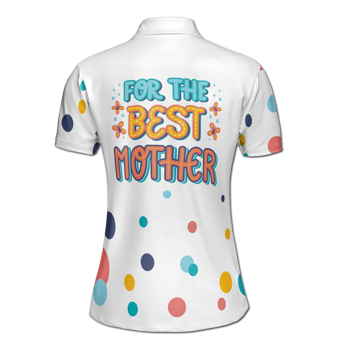 Custom Mother Polo Shirt: Butterfly Dots, Personalized Gift (S-5XL)