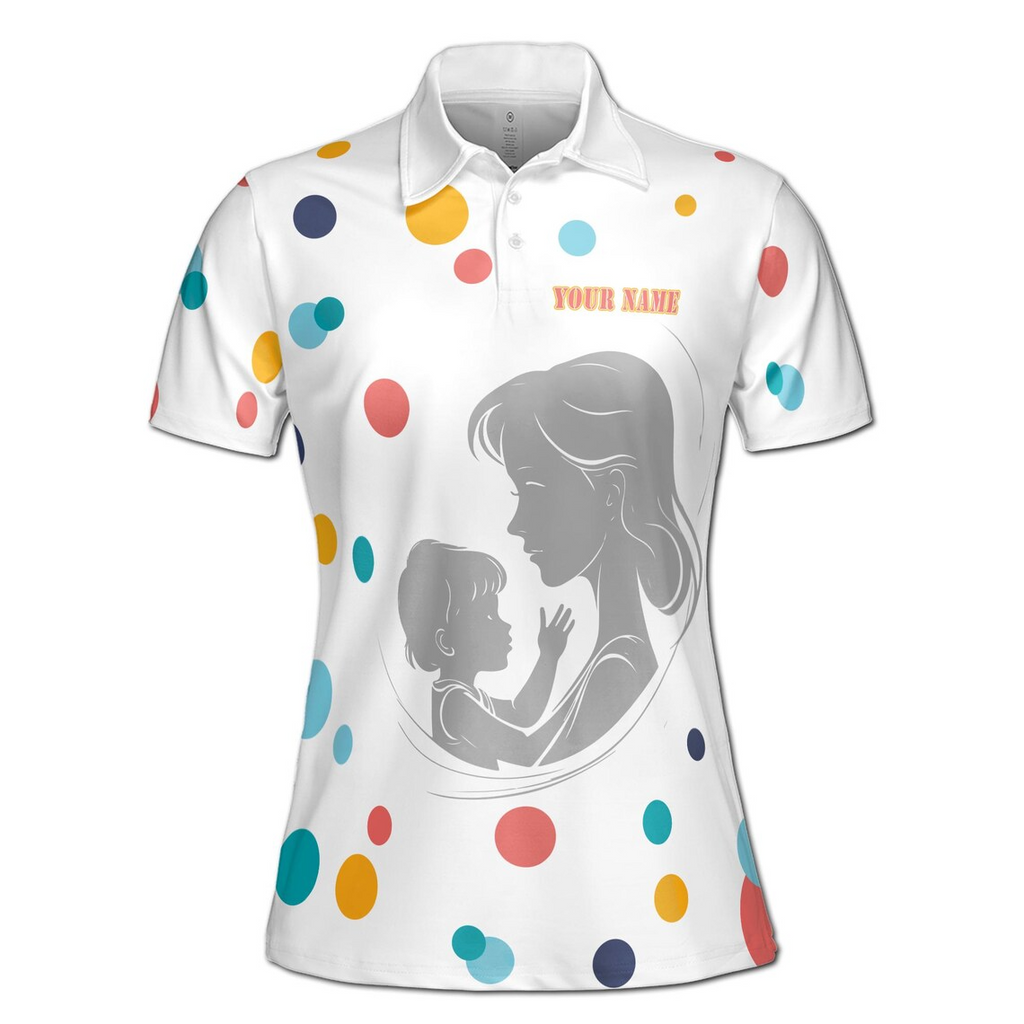 Custom Mother Polo Shirt: Butterfly Dots, Personalized Gift (S-5XL)