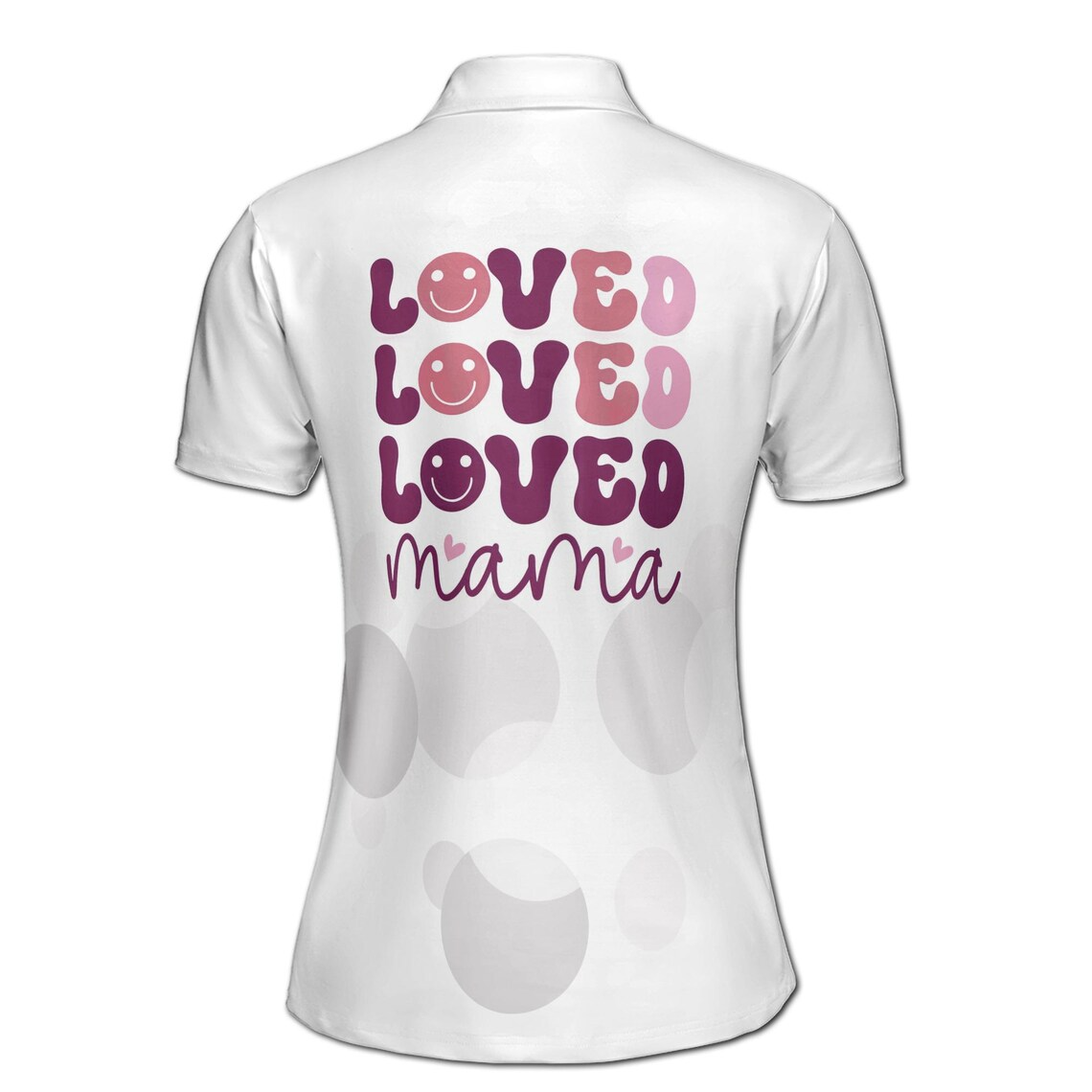 Customize Name Loved Mama Baby Heart Sketch White Women's Polo Shirt (S-5XL)