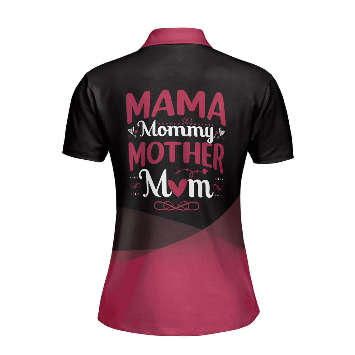 Customize Name Mama Mommy Mother Mom Black Red Women's Polo Shirt (S-5XL)