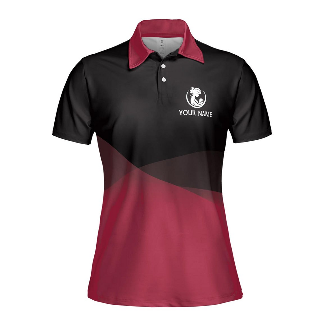 Customize Name Mama Mommy Mother Mom Black Red Women's Polo Shirt (S-5XL)