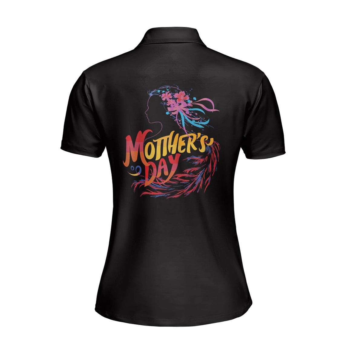 Customize Name Mother Baby Floral Woman Black Women's Polo Shirt (S-5XL)