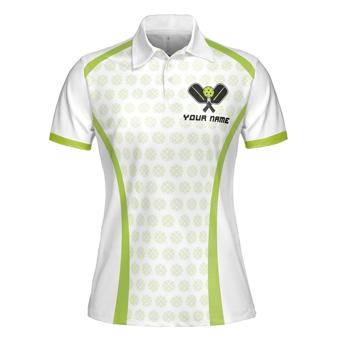 Customize Name Pickleball Paddle Pattern White Green Women's Polo Shirt (S-5XL)