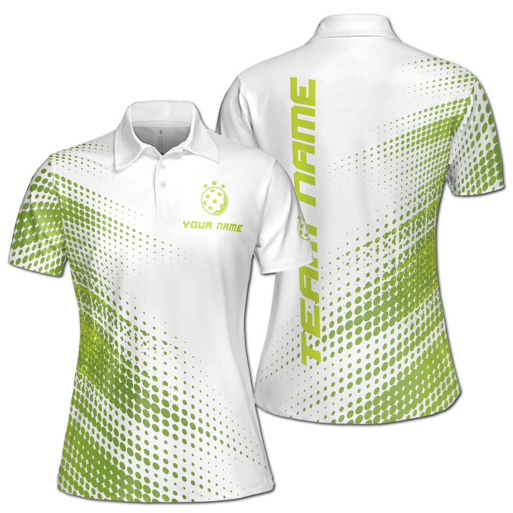 Customize Name Pickleball Stars Dots Pattern Women's Polo Shirt (S-5XL)