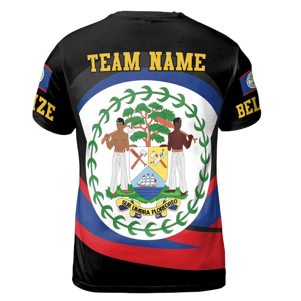 Custom Team Name Belize Flag 3D T-Shirt