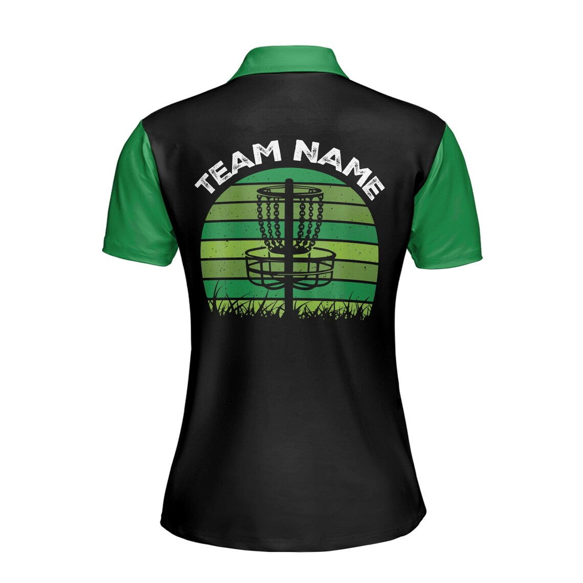 Customize Team Name Disc Golf Sun Grasses Sport Black Green Women's Polo Shirt (S-5XL)