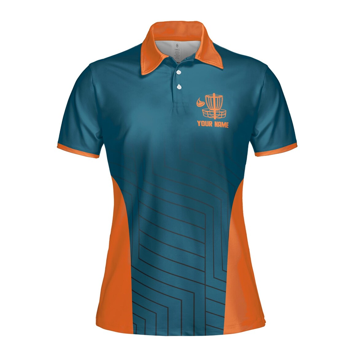 Customize Team Name Disc Golf Landscape Design Teal Orange Women's Polo Shirt (S-5XL)