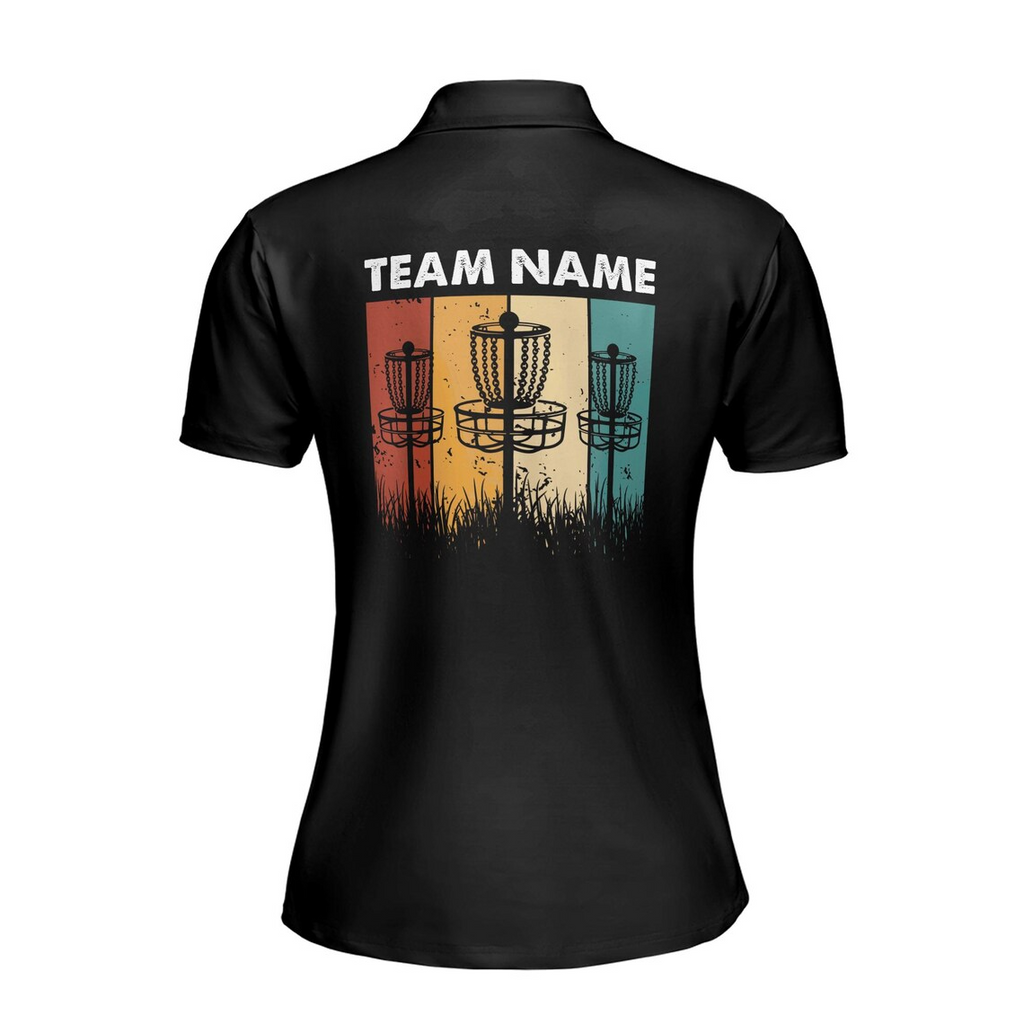 Customize Team Name Disc Golf Sport Lover Grasses Colorful Stripes Women's Polo Shirt (S-5XL)