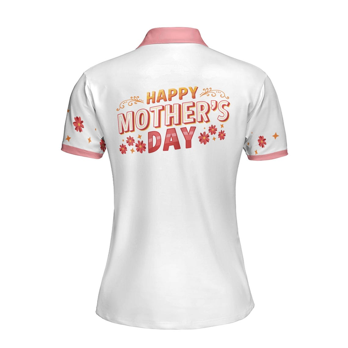 Customize Name Mom Heart Flowers Stars Maternal Love White Women's Polo Shirt (S-5XL)