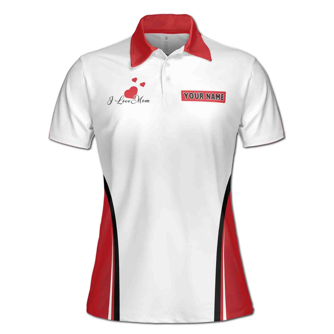 Custom Name Mom Polo Shirt: Hearts & Baby Quote, (S-5XL)