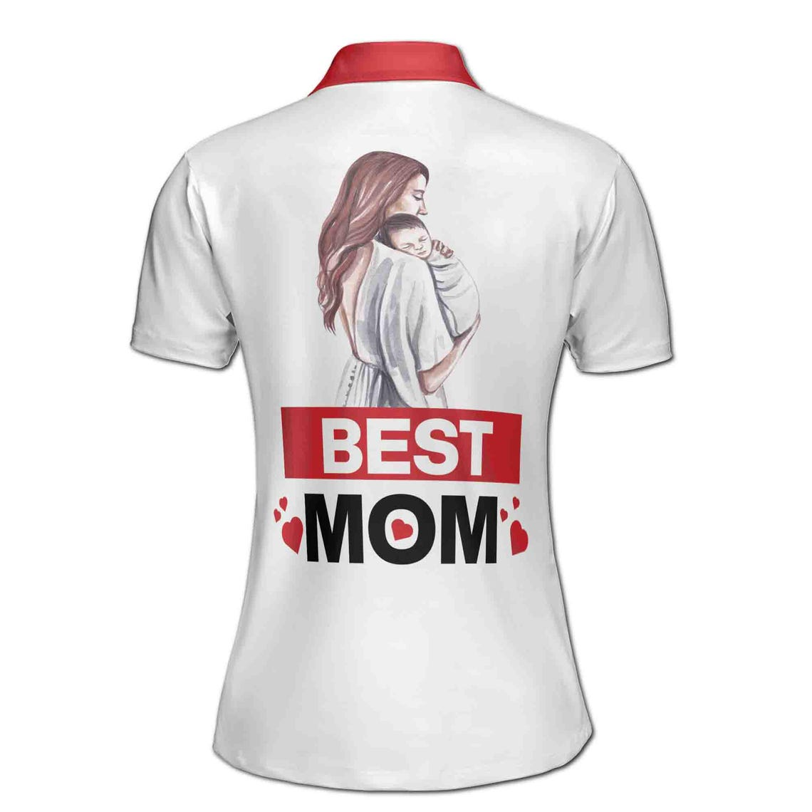 Custom Name Mom Polo Shirt: Hearts & Baby Quote, (S-5XL)