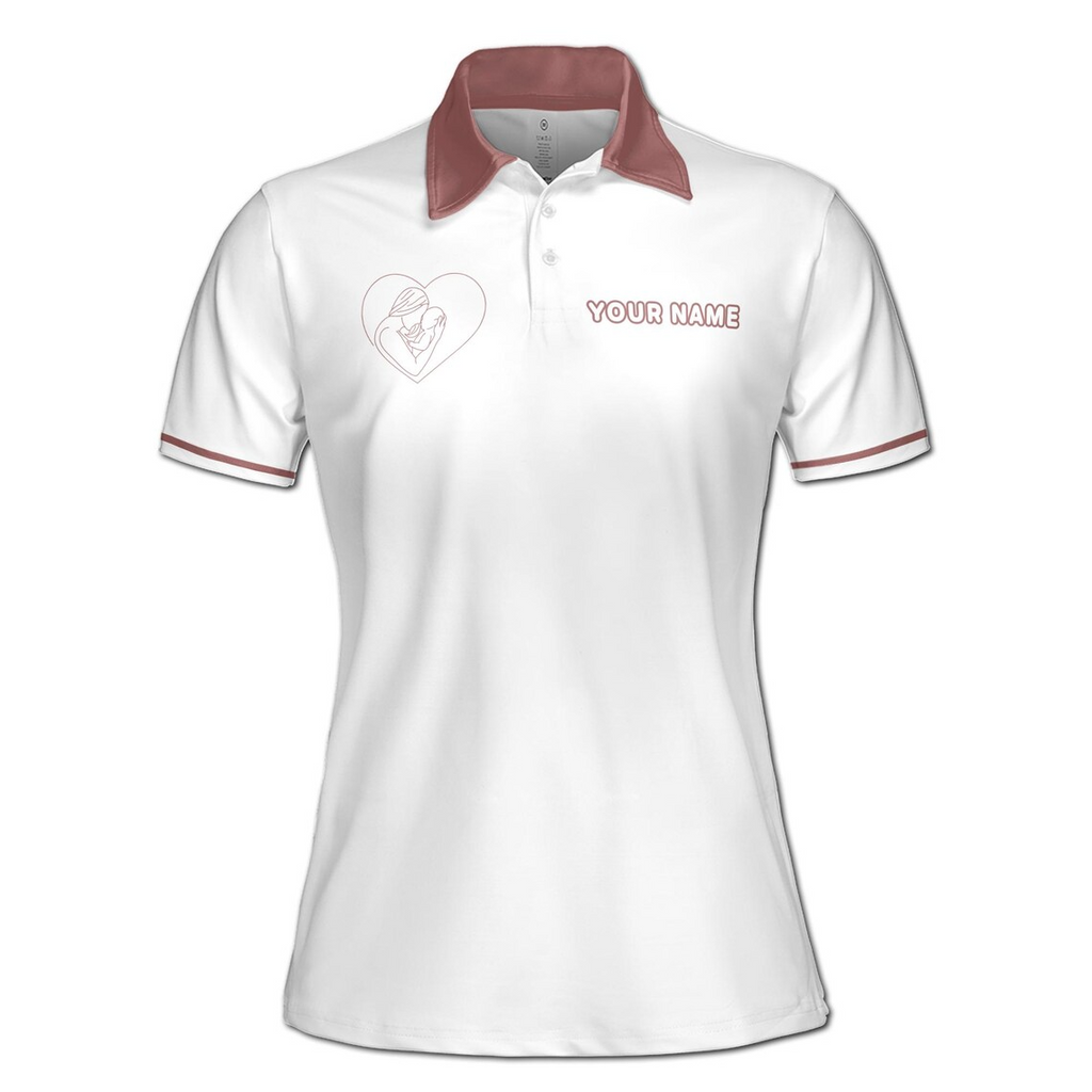 Customize Name Mom Hearts Baby Multiple Words White Women's Polo Shirt (S-5XL)
