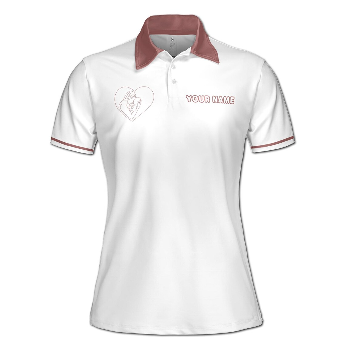 Customize Name Mom Hearts Baby Multiple Words White Women's Polo Shirt (S-5XL)