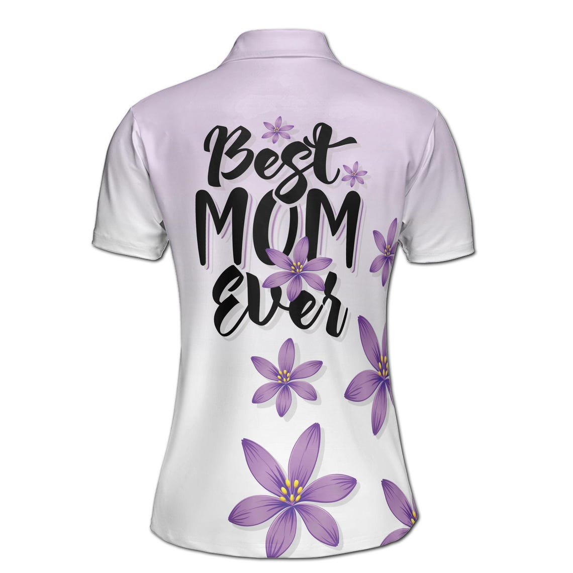 Custom Name Best Mom Ever Polo Shirt, Floral Pattern, Women's Athletic Wear