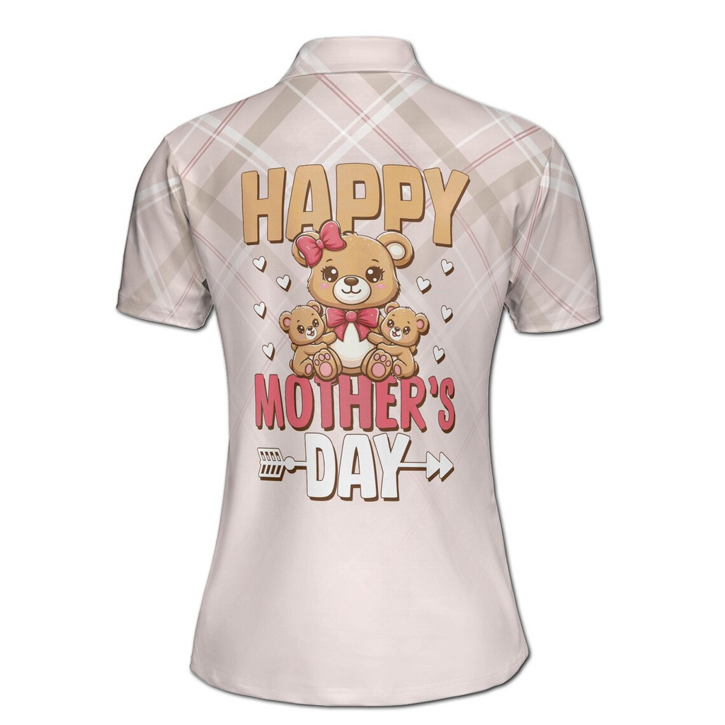 Personalized Mother's Day Bear Polo Shirt, Mama and Cubs Design