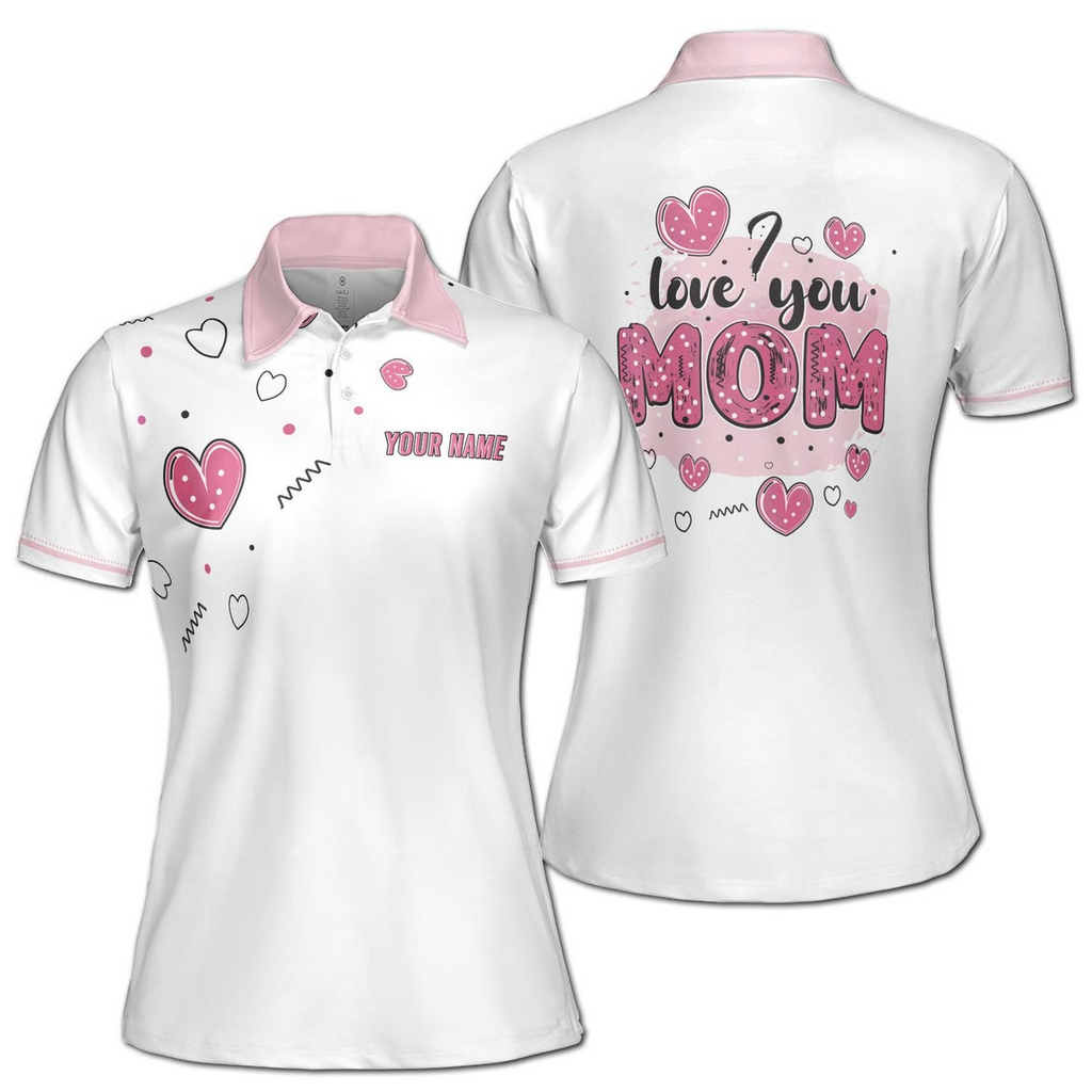 Custom 'Love You Mom' Polo Shirt: Women's Athletic Wear