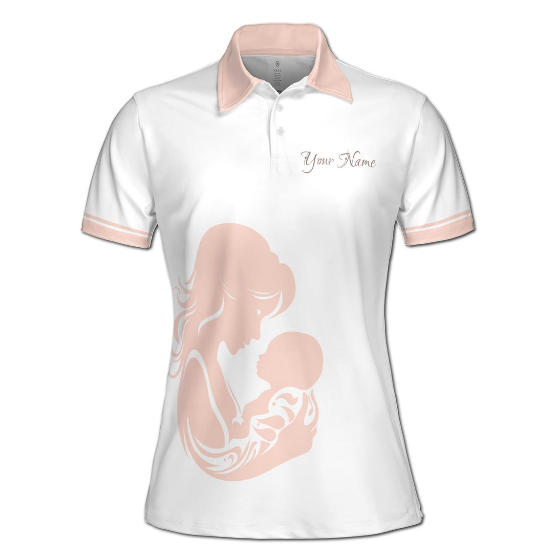 Customize Name Mom Quote Thank You Mom Flower Bouquet White Women's Polo Shirt (S-5XL)