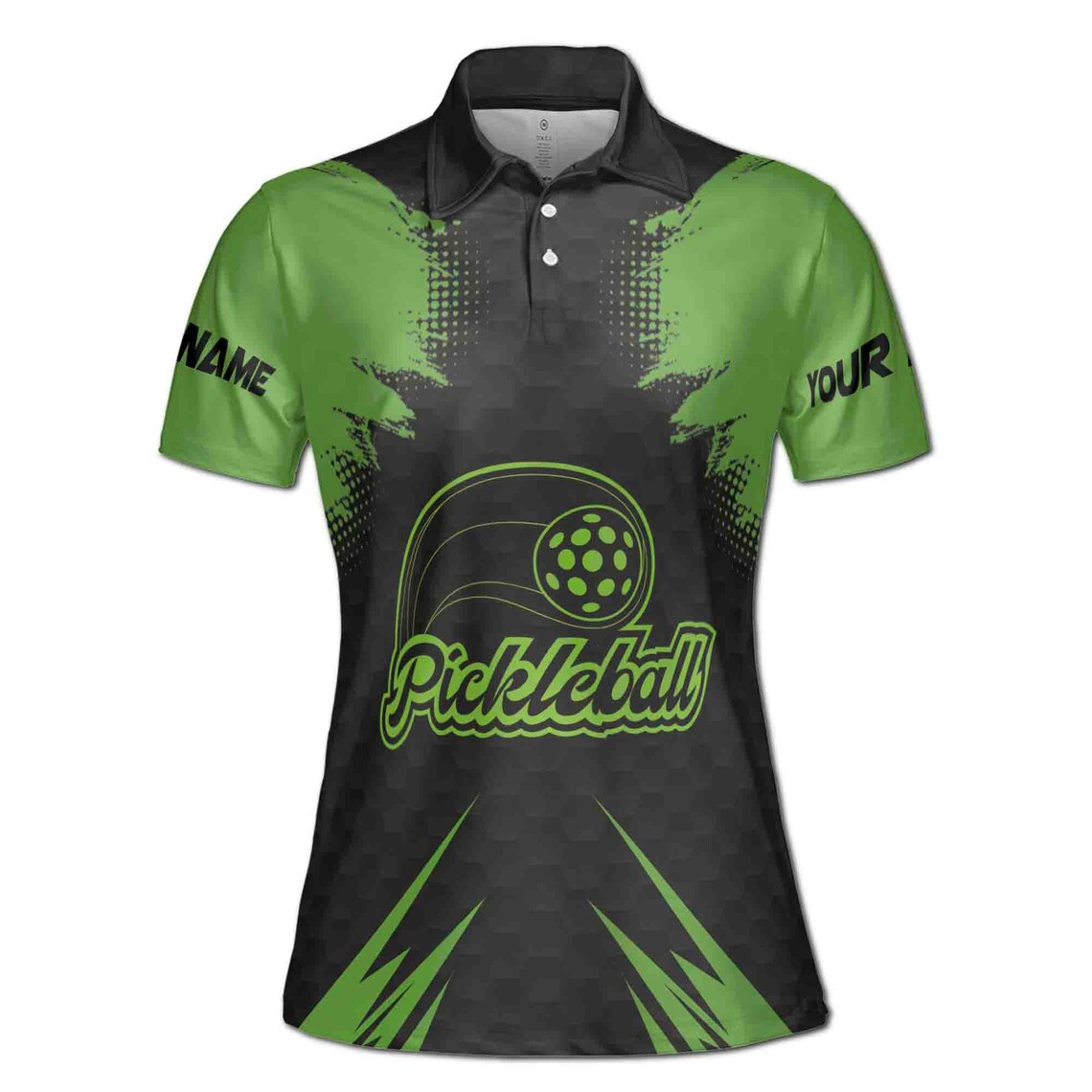 Customize Team Name Pickleball Paddle Paddle Black Green Women's Polo Shirt (S-5XL)