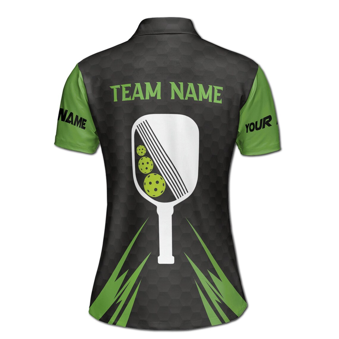 Customize Team Name Pickleball Paddle Paddle Black Green Women's Polo Shirt (S-5XL)