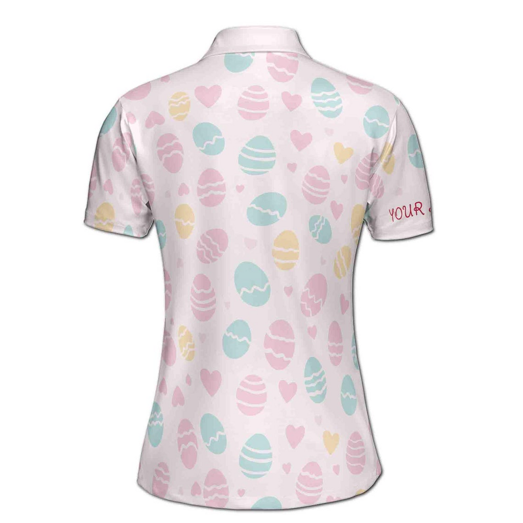 Customizable Easter Egg Polo Shirt - Pastel Heart Pattern
