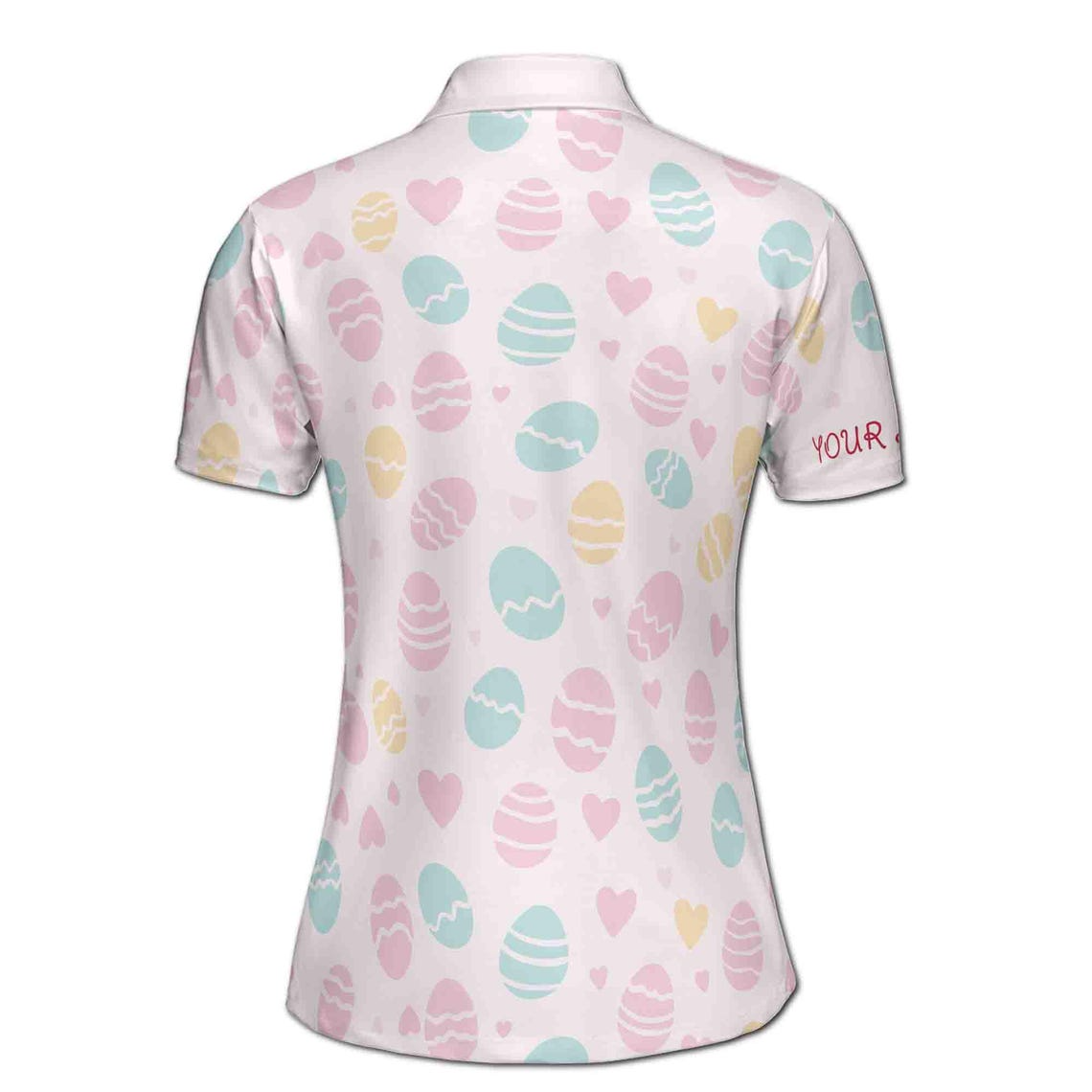 Customizable Easter Egg Polo Shirt - Pastel Heart Pattern