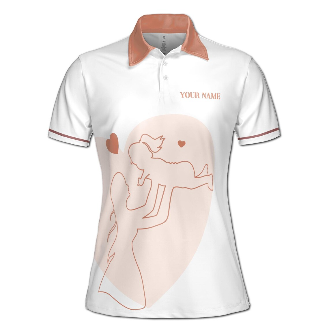 Customize Name Mother Daughter Hearts Maternal White Women's Polo Shirt (S-5XL)