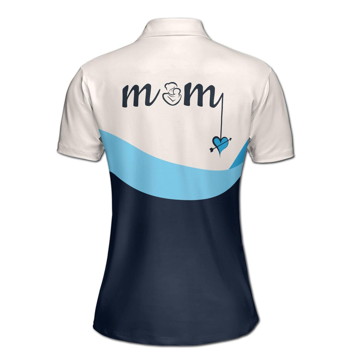 Customize Name Mom And Baby Hearts Arrow Blue White Women's Polo Shirt (S-5XL)