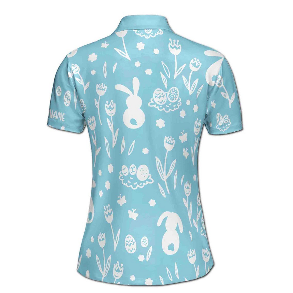 Customizable Easter Polo Shirt: Rabbit Floral Print Women's Sportswear