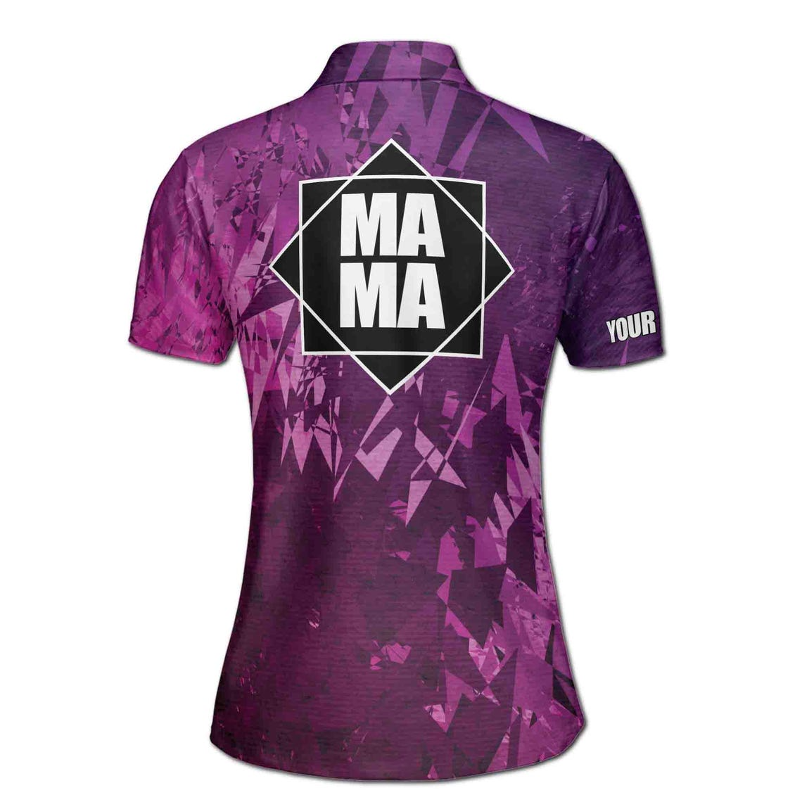 Customize Name Mama Abstract Geometric Pattern Purple Women's Polo Shirt (S-5XL)