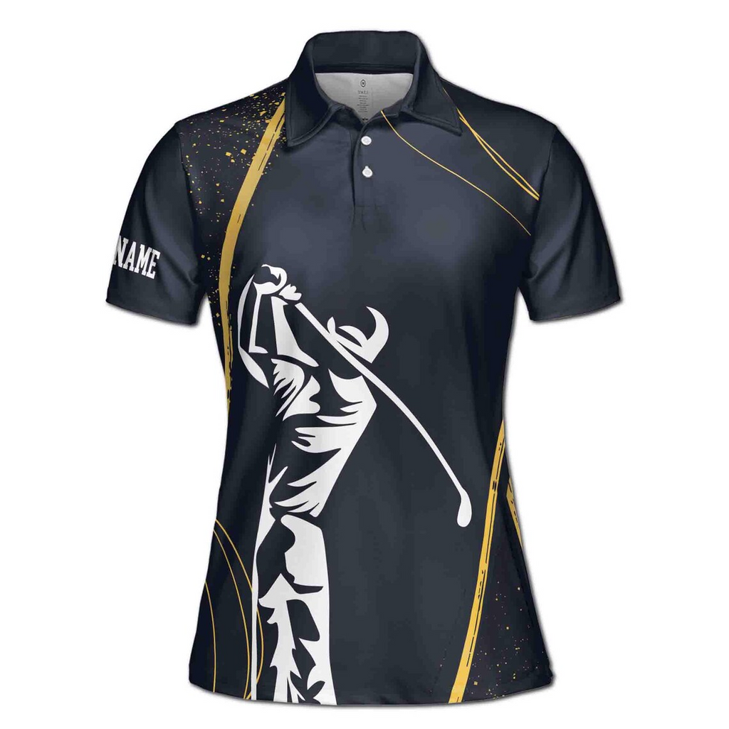 Customize Name Golf Player Black Women's Polo Shirt (S-5XL)