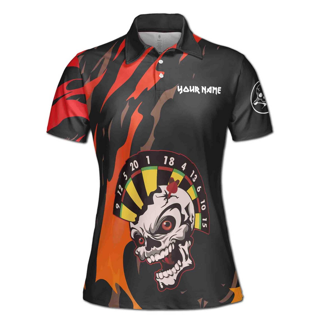 Customize Team Name Darts Board Skull Black Red Women's Polo Shirt (S-5XL)