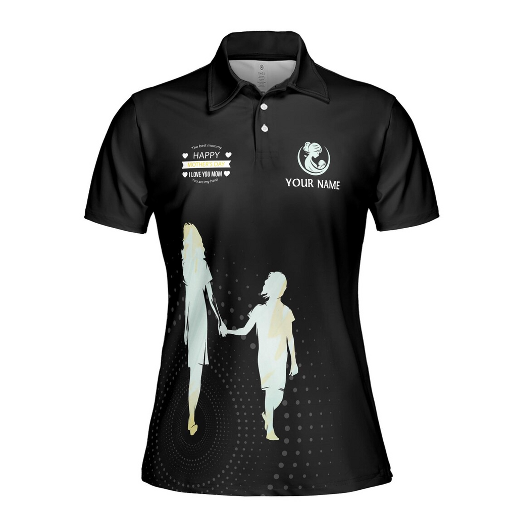 Customize Name Mom Daughter Quote My First Love Black Women's Polo Shirt (S-5XL)