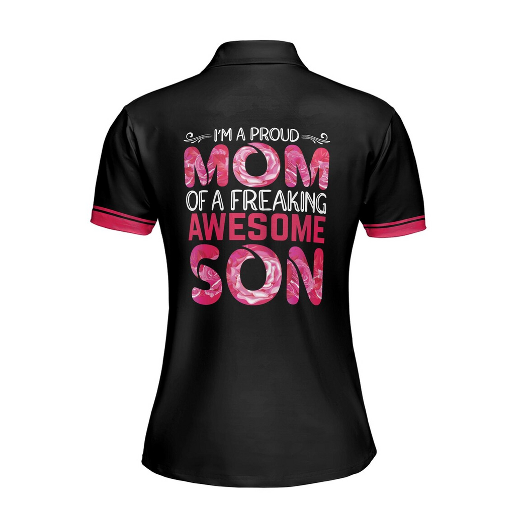 Proud Mom of Awesome Son Polo Shirt, Personalized Women's Golf Apparel