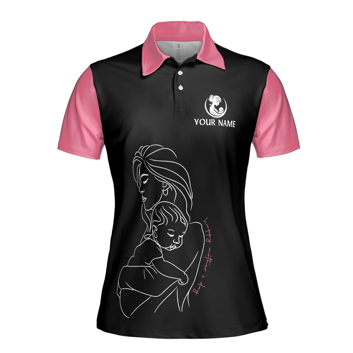 Customize Name You Are Everything Mom Floral Pattern Black Pink Women's Polo Shirt (S-5XL)