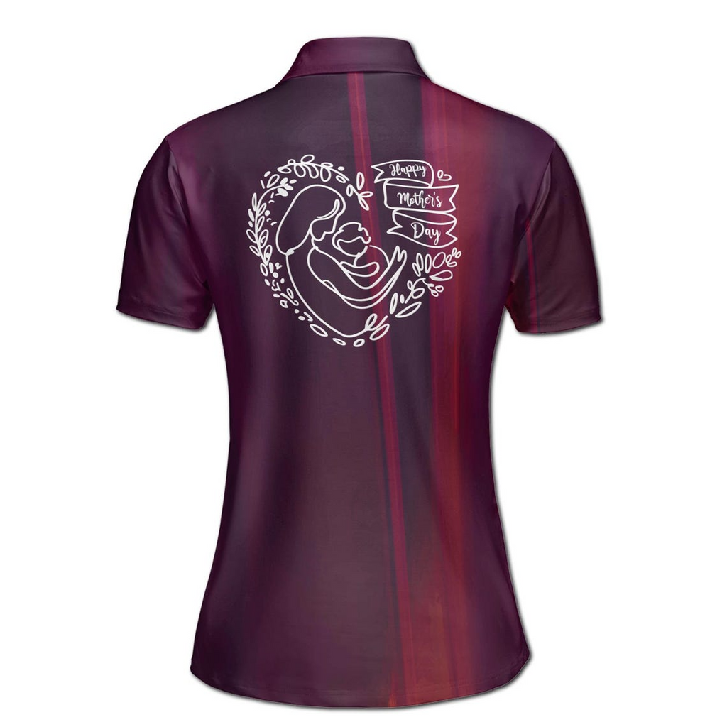 Customize Name Happy Mom Baby Branches Purple Women's Polo Shirt (S-5XL)