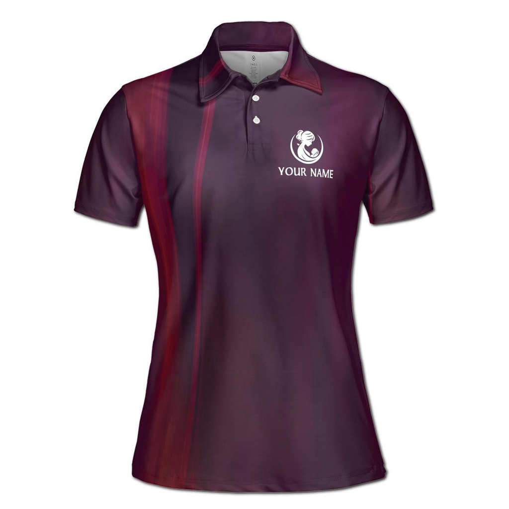Customize Name Happy Mom Baby Branches Purple Women's Polo Shirt (S-5XL)