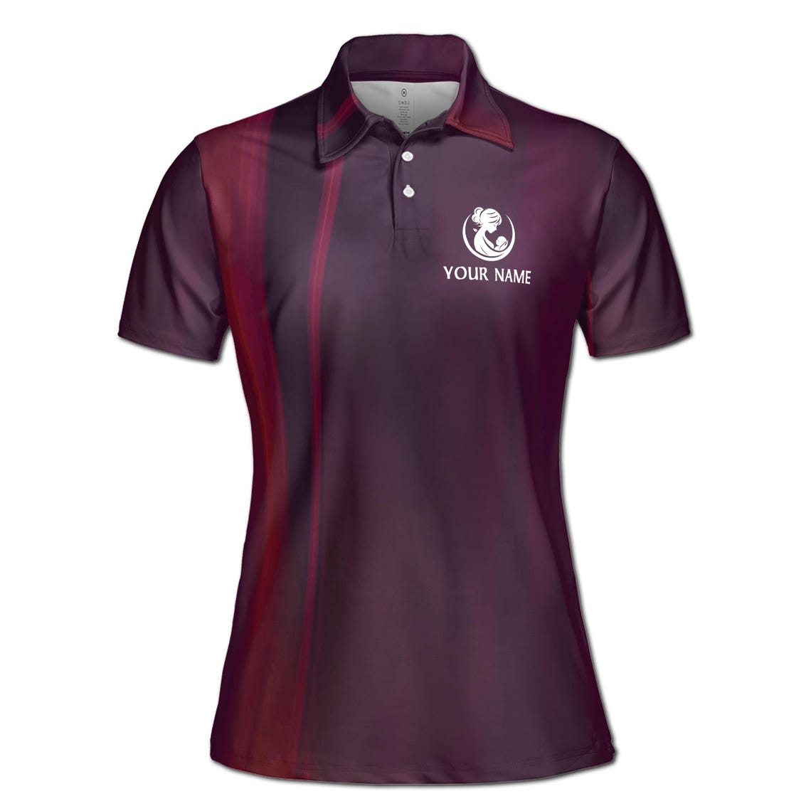 Customize Name Happy Mom Baby Branches Purple Women's Polo Shirt (S-5XL)