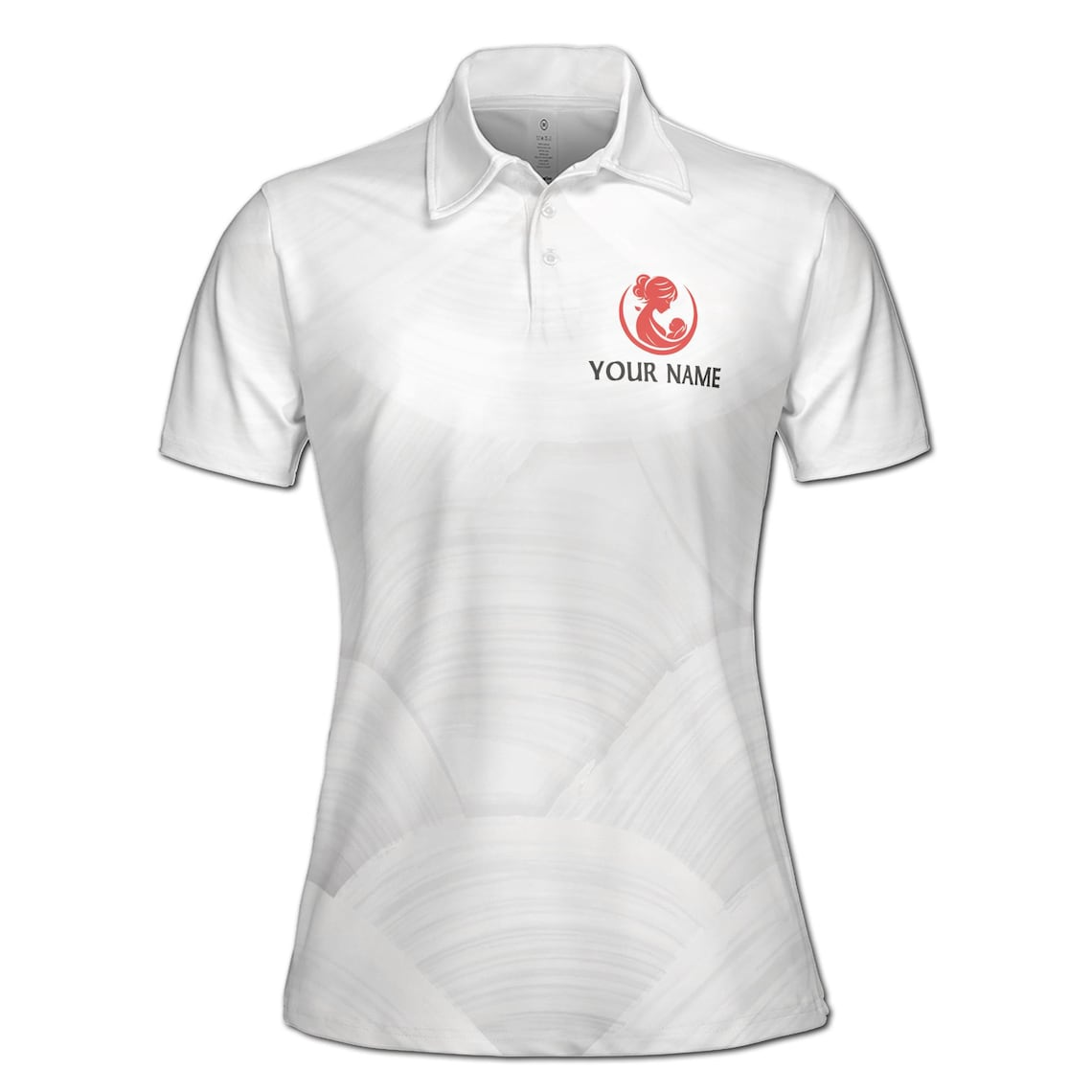 Customize Name I Love My Mom Floral Disc Pattern White Women's Polo Shirt (S-5XL)
