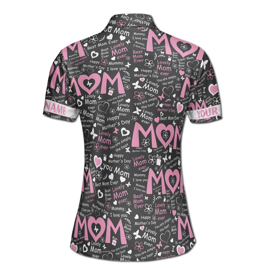 Customizable Mom Quote Floral Polo Shirt