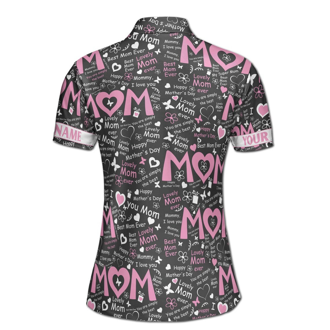 Customizable Mom Quote Floral Polo Shirt