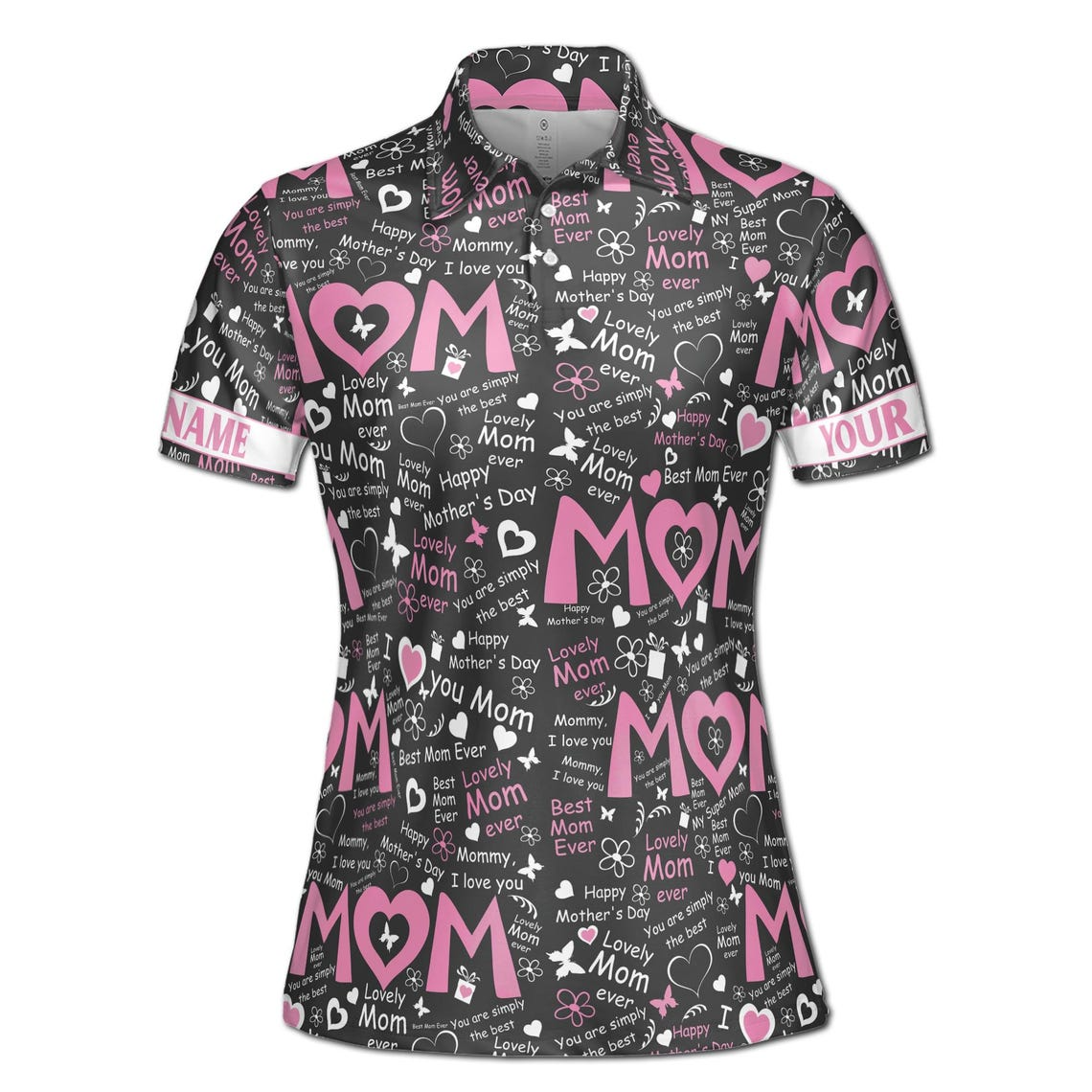 Customizable Mom Quote Floral Polo Shirt