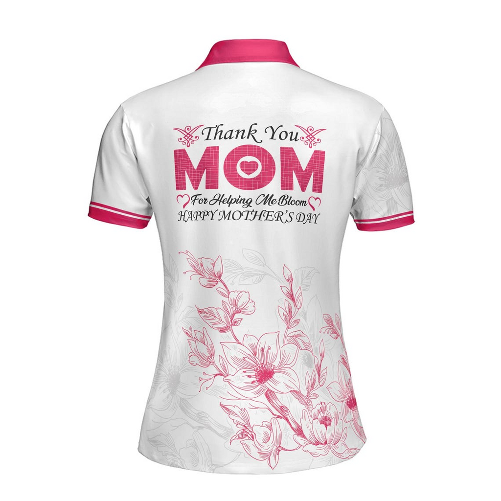 Custom Floral Women's Polo Shirt: Personalized Gift for Mom
