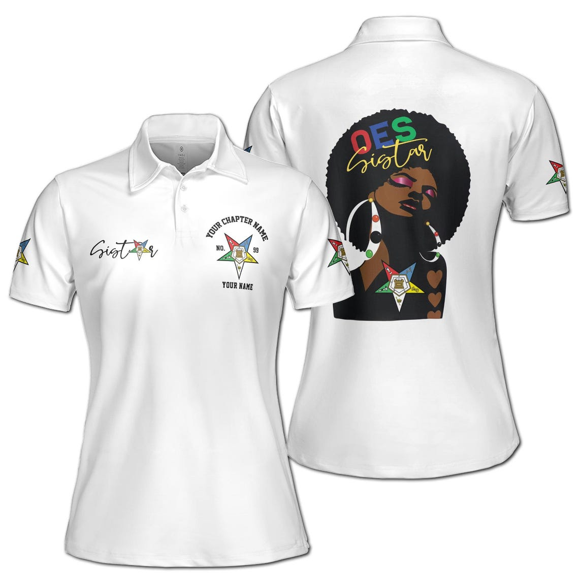 Customize Name OES Pentagon Down Sistar Woman Earrings White Women's Polo Shirt (S-5XL)