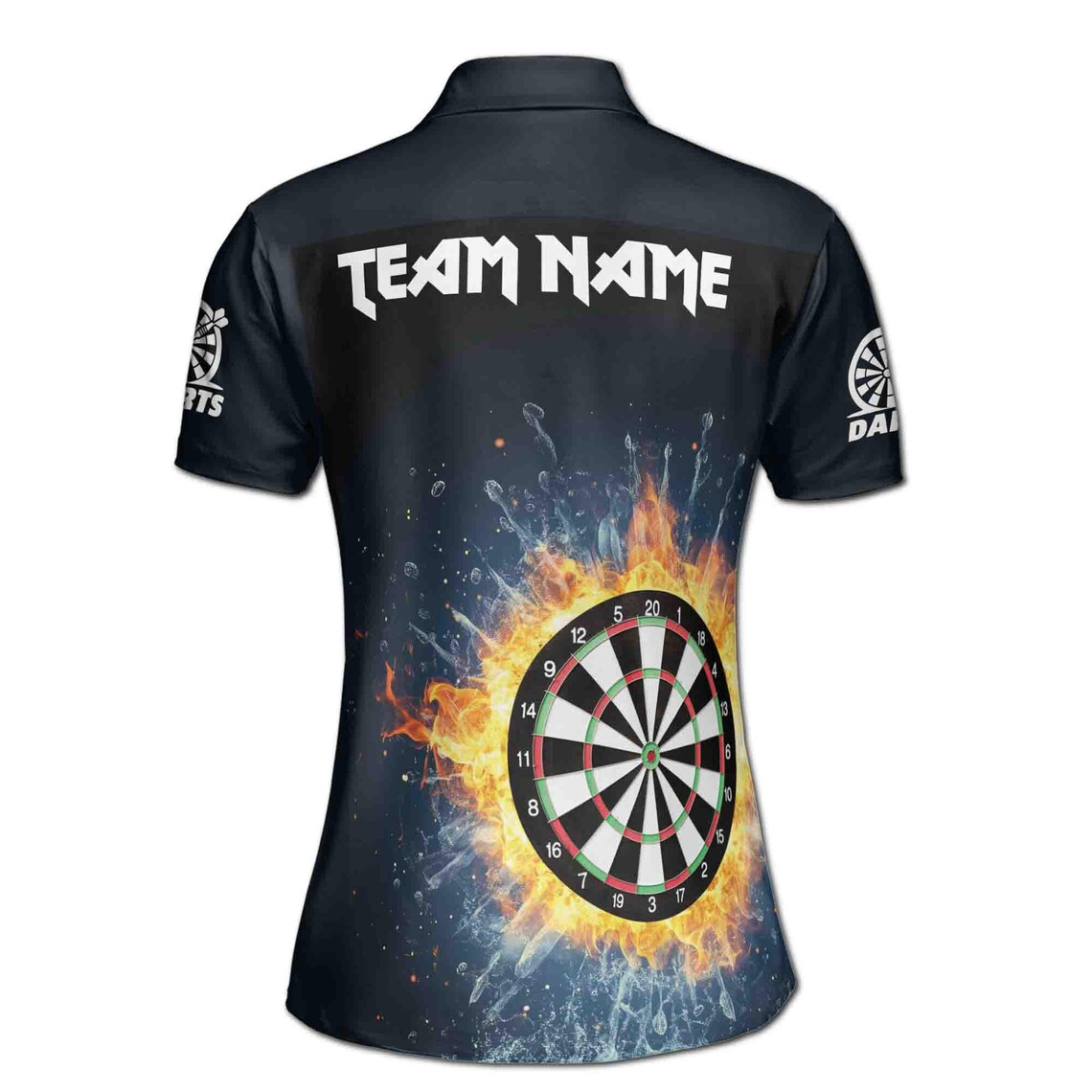 Customize Name Darts Board Fire Water Black Women's Polo Shirt (S-5XL)